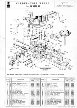 WEBER CARBURETTOR 32 DHS 26 FIAT 124 SPECIAL diagram