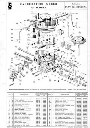 WEBER CARBURETTOR 32 DHS 5 FIAT 124 SPECIAL diagram