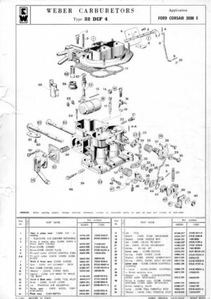 WEBER CARBURETTOR 32 DIF 4 FORD CORSAIR 2000 E diagram