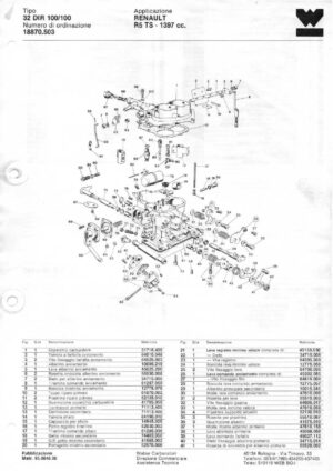 WEBER CARBURETTOR 32 DIR 100/100 RENAULT R5 TS 1397 CC diagram