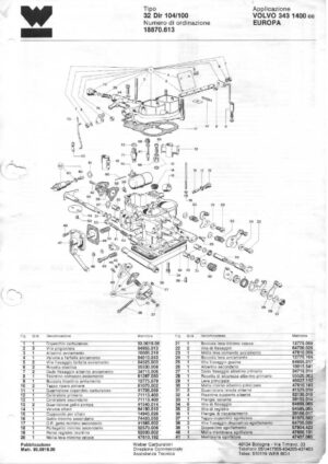WEBER CARBURETTOR 32 DIR 104/100 VOLVO 343 1400 CC EUROPE diagram