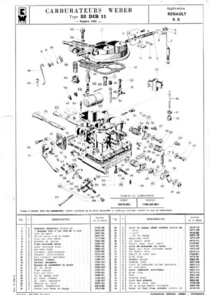 WEBER CARBURETTOR 32 DIR 11 RENAULT 5 S diagram