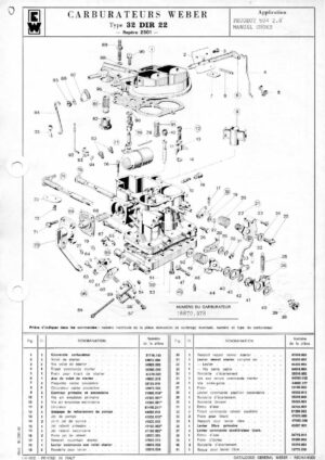 WEBER CARBURETTOR 32 DIR 22 RENAULT 16 TS-TA diagram