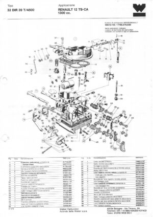 WEBER CARBURETTOR 32 DIR 39 T/4500 RENAULT 12 TS-CA diagram