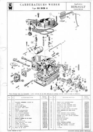 WEBER CARBURETTOR 32 DIR 4 RENAULT CARAVELLE diagram
