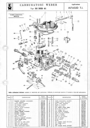 WEBER CARBURETTOR 32 DIR 41 ALFASUD TI diagram