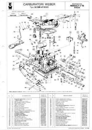 WEBER CARBURETTOR 32 DIR 47/6101 RENAULT 5 TS SWEDEN diagram