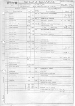 WEBER CARBURETTOR 32 DIR 51/100 ALFA ROMEO ALFASUD TI 1200 CC diagram