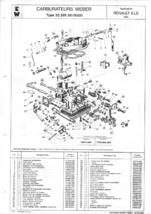 WEBER CARBURETTOR 32 DIR 56/9000 RENAULT 5 LS USA diagram