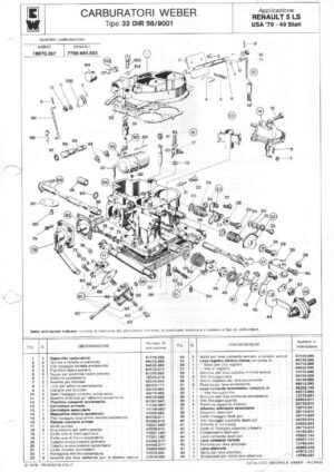 WEBER CARBURETTOR 32 DIR 56/9001 RENAULT 5 LS USA '79-49 diagram