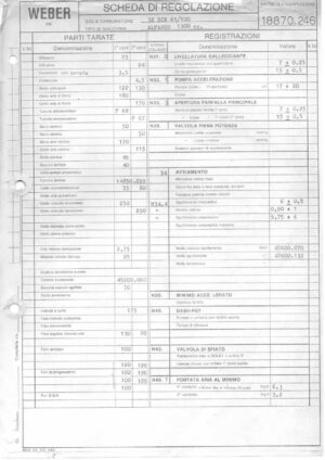 WEBER CARBURETTOR 32 DIR 61/100 ALFASUD 1300 CC diagram