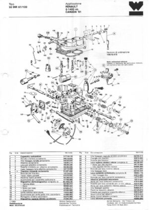 WEBER CARBURETTOR 32 DIR 67/100 RENAULT 5 CANADA 1400 CC diagram