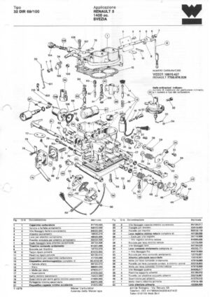 WEBER CARBURETTOR 32 DIR 69/100 RENAULT 5 1400 CC SWEDEN diagram