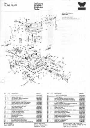 WEBER CARBURETTOR 32 DIR 75/100 RENAULT R5 ALPINE TURBO diagram