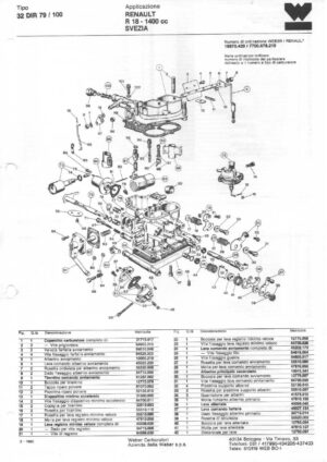 WEBER CARBURETTOR 32 DIR 79/100 RENAULT R18 1400 CC SWEDEN diagram
