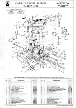 WEBER CARBURETTOR 32 DIR 84/100 VOLVO 343 TA RENAULT 1400 CC SWEDEN diagram