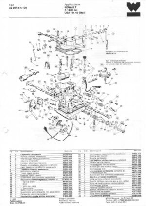 WEBER CARBURETTOR 32 DIR 87/100 RENAULT 5 1400 CC USA '81 diagram