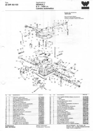 WEBER CARBURETTOR 32 DIR 90/100 RENAULT R 5 - 1400 cc. Cambio automatico diagram