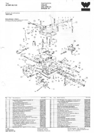 WEBER CARBURETTOR 32 DIR 95/100 VOLVO 343 1400 CC SWEDEN '81 diagram