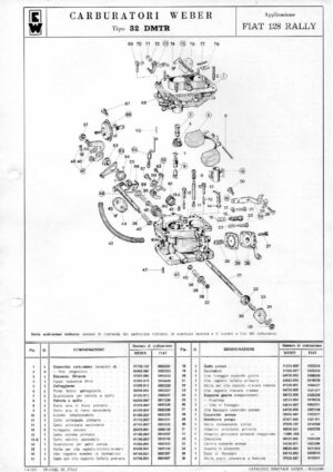 WEBER CARBURETTOR 32 DMTR FIAT 128 RALLY diagram