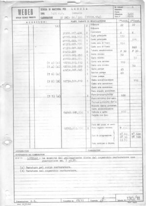 WEBER CARBURETTOR 32 DMTR 24/300 LANCIA 1400 CC ISRAEL diagram