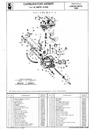 WEBER CARBURETTOR 32 DMTR 31/200 LANCIA BETA 1300 CC diagram