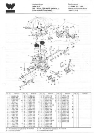 WEBER CARBURETTOR 32 DRT 2C/100 RENAULT R9-R11 TSE-GTS 1400CC diagram