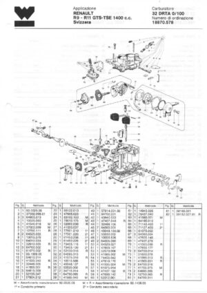 WEBER CARBURETTOR 32 DRTA 0/100 RENAULT R9-R11 GTS-TSE 1400CC SWEDEN diagram
