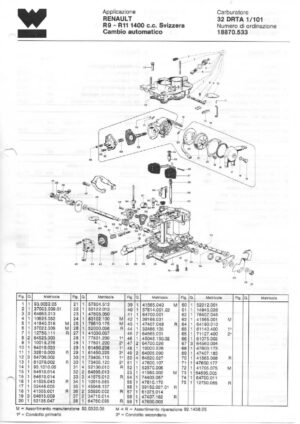 WEBER CARBURETTOR 32 DRTA 1/101 RENAULT R9-R11 1400CC SWEDEN AT diagram