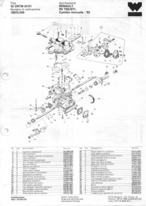 WEBER CARBURETTOR 32 DRTM 0/101 RENAULT R9 TSE/GTL MT '82 diagram