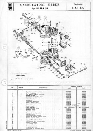WEBER CARBURETTOR 32 IBA 20 FIAT 127 diagram