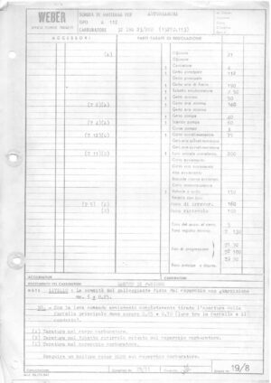 WEBER CARBURETTOR 32 IBA 23/200 A 112 AUTOBIANCHI diagram
