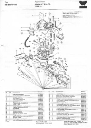WEBER CARBURETTOR 32 IBR O/101 RENAULT R14-TL 1214 CC diagram