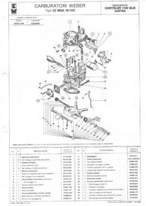WEBER CARBURETTOR 22 IM FIAT 600 diagram
