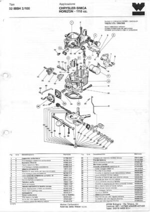 WEBER CARBURETTOR 32 IBSH 2/100 CHRYSLER-SIMCA HORIZON 1118 CC diagram