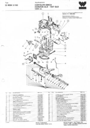WEBER CARBURETTOR 32 IBSH 3/100 CHRYSLER-SIMCA HORIZON GLS - 1307 GLS 1294 CC diagram