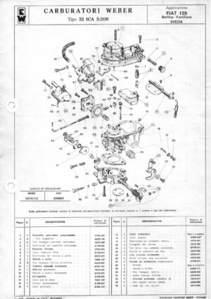 WEBER CARBURETTOR 32 ICA 5/200 FIAT 128 SWEDEN diagram