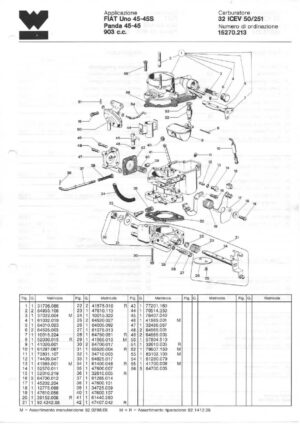 WEBER CARBURETTOR 32 ICEV 50/251 diagram