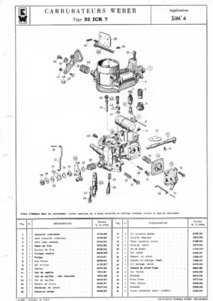 WEBER CARBURETTOR 32 ICR 7 SIM' 4 diagram