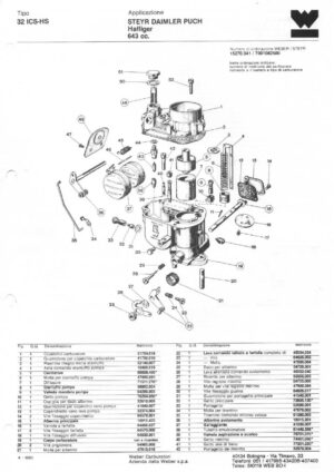 WEBER CARBURETTOR 32 ICS-HS STEYR DAIMLER PUCH HAFLIGER 643 cc. diagram