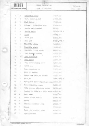 WEBER CARBURETTOR 32 ICT/200 VAUXHALL diagram