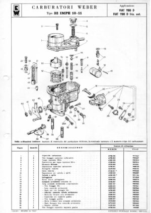 WEBER CARBURETTOR 32 IMPE 10-11 FIAT 1100 D/AUTOMATIC diagram