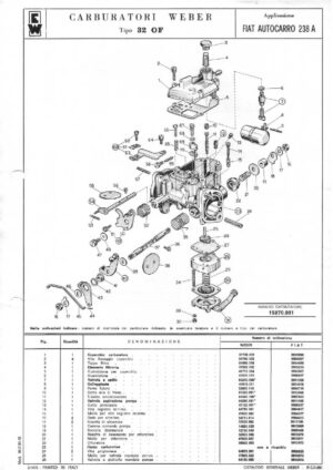 WEBER CARBURETTOR 32 OF FIAT AUTOCARRO 238 A diagram