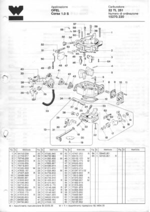 WEBER CARBURETTOR 32 TL 251 OPEL CORSA 1.0 S diagram