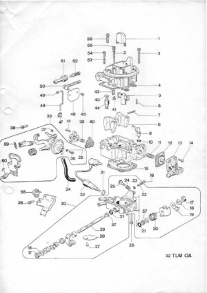 WEBER CARBURETTOR 32 TLM 0A Ford Fiesta 957 cc. diagram