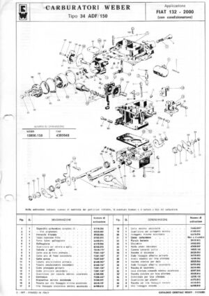 WEBER CARBURETTOR 34 ADF/150 FIAT 132 - 2000 diagram