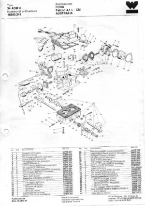 WEBER CARBURETTOR 34 ADM 0 FORD FALCON 4.1 L - CM AUSTRALIA diagram