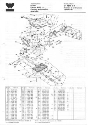 WEBER CARBURETTOR 34 ADM 1-A FORD FALCON 4100 cc. AUTOMATIC AUSTRALIA diagram