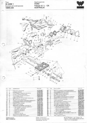 WEBER CARBURETTOR 34 ADM 1 FORD FALCON 4.1 L - CA AUSTRALIA diagram