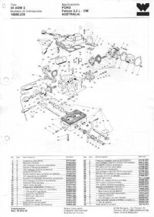 WEBER CARBURETTOR 34 ADM 2 FORD FALCON 3.3 L - CM AUSTRALIA diagram
